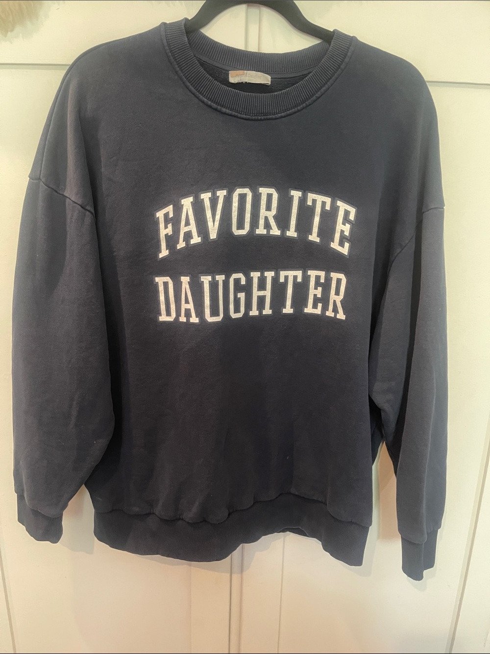 Favorite Daughter Navy Sweatshirt with White Block Letters